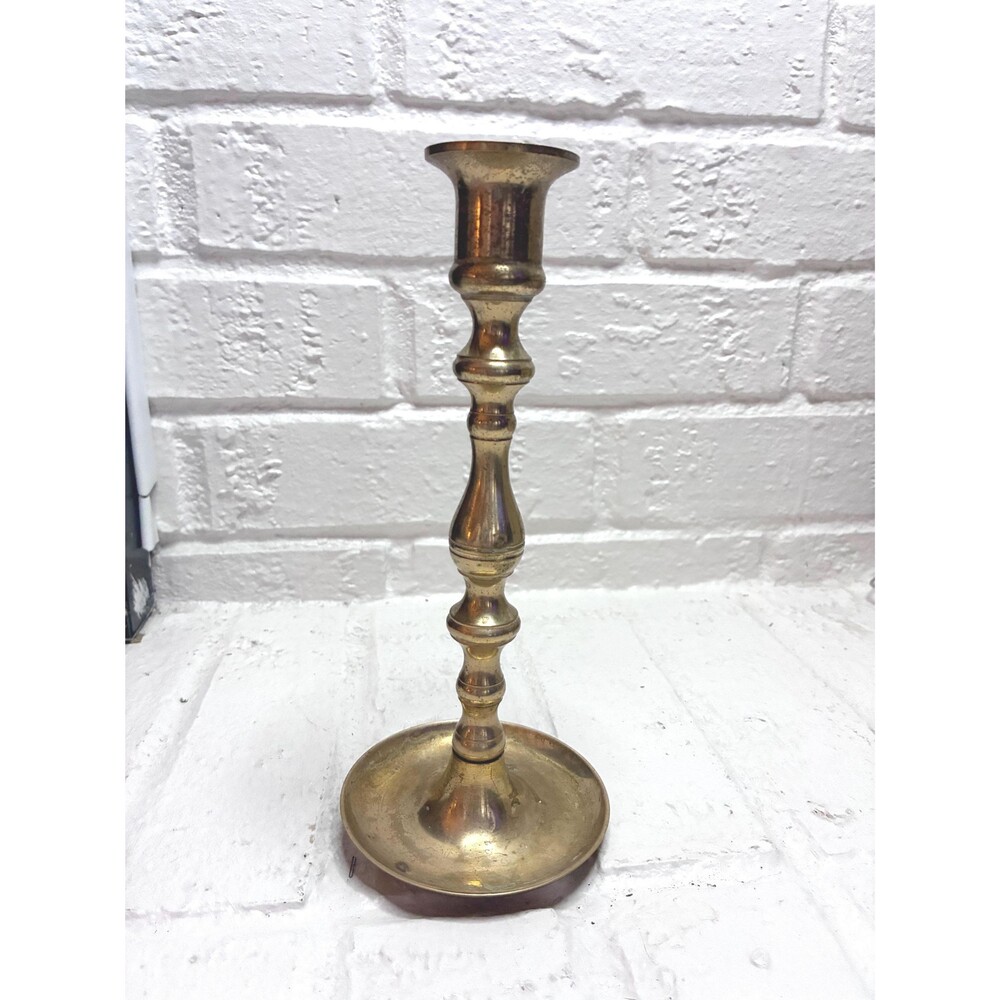 Vintage Solid Brass Baluster Taper Candlestick Holder Made in Japan - 8 Inch
